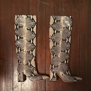 Snakeskin Knee-High Boots - Paris Texas 6.5